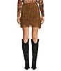 Color:Cinnamon - Image 2 - Tiered Suede Fringe Skirt