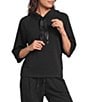 See and Be Seen Coordinating Knit 3/4 Sleeve Satin Tie Hoodie - Image 1
