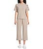 See and Be Seen Coordinating Knit Gold Button Wide Leg Pants - Image 3
