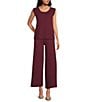 See and Be Seen See And Be Seen Coordinating Knit Pull On Wide Leg Pants, Color:Burgundy - Image 3