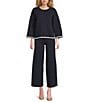 See and Be Seen See And Be Seen Coordinating Knit Pull On Wide Leg Pants, Color:Navy - Image 5