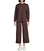See and Be Seen See And Be Seen Coordinating Knit Pull On Wide Leg Pants, Color:Chocolate - Image 3