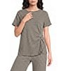 See And Be Seen Coordinating Knit Stripe Twist Crew Neck Short Sleeve Top - Image 1
