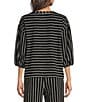 See and Be Seen Coordinating Textured Mixed Stripe Round Neck 3/4 Sleeve Top - Image 2