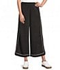See And Be Seen Flat Front Wide Leg Crop Length Color Contrast Trim Pull-On Coordinating Pants - Image 1