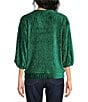 See And Be Seen Knit Textured Velvet Round Neck 3/4 Sleeve Pullover Top - Image 2