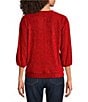 See And Be Seen Knit Textured Velvet Round Neck 3/4 Sleeve Pullover Top - Image 6