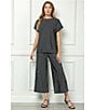 See and Be Seen Stripe Pull-On Cropped Wide Leg Coordinating Pants, Color:Black - Image 5