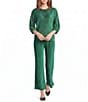 See And Be Seen Textured Velvet Wide Leg Ankle Length Pull On Coordinating Pants - Image 3