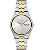Color:Two Tone - Image 1 - Men's Essential Quartz Analog White Sunray Dial Two Tone Stainless Steel Bracelet Watch