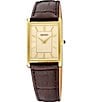 Seiko Men's Essentials Gold Rectangle Quartz Analog Croco Leather Strap Watch - Image 4