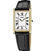 Seiko Men's Essentials Gold Rectangle Quartz Analog Croco Leather Strap Watch - Image 1