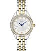 Color:Two Tone - Image 1 - Women's Crystal Collection Quartz Analog Two Tone Bracelet Watch