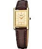 Seiko Women's Essentials Gold Mini Rectangle Quartz Analog Croco Leather Strap Watch - Image 1