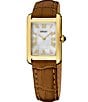 Seiko Women's Essentials Gold Rectangle Quartz Analog Croco Leather Strap Watch - Image 1