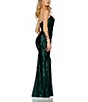 Color:Emerald - Image 2 - Sequin Feather Side Slit Strapless Gown