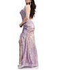 Color:Blush - Image 2 - Sequin Feather Side Slit Strapless Gown