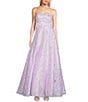 Color:Lilac - Image 1 - Sequin Floral Square Neck Ball Gown
