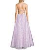 Color:Lilac - Image 2 - Sequin Floral Square Neck Ball Gown