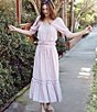 Color:Ash Rose - Image 4 - Fauna Ruffle Short Puff Sleeve Peasant Coordinating Top