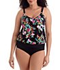 Shape Solver Blooming Beauty Tummy Control V-Neck Tankini Swim Top - Image 3