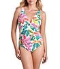 Shape Solver Brynn Tropical Floral Twist Underwire Swim One Piece - Image 1