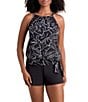 Shape Solver Floraline High Neck Blouson Tankini Swim Top - Image 3