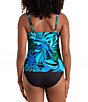 Shape Solver Leaf Sensation Square Neck Tankini Swim Top & Solid High Waist Swim Bottom - Image 2