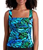 Shape Solver Leaf Sensation Square Neck Tankini Swim Top & Solid High Waist Swim Bottom - Image 4