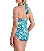 Shape Solver Lily Tie Neck Halter Swim Paisley Print One Piece - Image 3