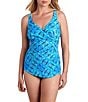 Shape Solver Mosaic Tile Crossover Sarong Swim One Piece - Image 1