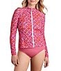 Shape Solver Mosaic Tile Mock Neck Sun Swim Cover-Up Shirt - Image 1