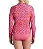 Shape Solver Mosaic Tile Mock Neck Sun Swim Cover-Up Shirt - Image 2