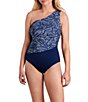 Shape Solver One Shoulder Swim Dot Print One Piece - Image 1