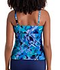 Shape Solver Organic Bloom V-Wire Neck Shirred Tankini Swim Top - Image 2