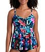 Shape Solver Tropical Splash V-Neck Underwire Tankini Swim Top - Image 1