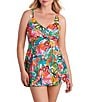 Shape Solver Wrap Front Floral Swimdress - Image 1