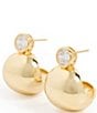 SHASHI Bezel Gold Puffy Hoop Earrings - Image 2