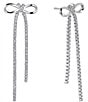 SHASHI Bianca Crystal Bow Linear Earrings, Color:Silver - Image 1