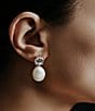 SHASHI Cleo Freshwater Pearl Crystal Drop Earrings, Color:Gold/Pearl - Image 2