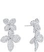SHASHI Crystal Pave Flower Drop Earrings, Color:Silver - Image 1