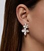 SHASHI Crystal Pave Flower Drop Earrings, Color:Silver - Image 2