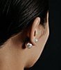 SHASHI Double Ball Pearl Stud Earrings, Color:Pearl - Image 2