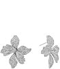 SHASHI Fiorina Pave Rhinestone Floral Drop Earrings, Color:Silver - Image 1