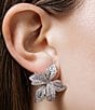 SHASHI Fiorina Pave Rhinestone Floral Drop Earrings, Color:Silver - Image 2