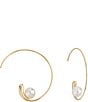 SHASHI Jemima Pearl Sculptural Hoop Threader Earrings, Color:Gold/Pearl - Image 1