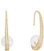 SHASHI Michelle Crystal and Pearl Hoop Earrings, Color:Gold/Pearl - Image 1