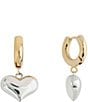 SHASHI Two Tone Heart Huggie Hoop Earrings, Color:Two Tone - Image 1