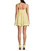 Gianni Bini x Shea Leigh Mills Limoncello Floral Print Sleeveless Satin Mini Baby Doll Romper, Color:Yellow Floral - Image 3