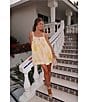 Gianni Bini x Shea Leigh Mills Limoncello Floral Print Sleeveless Satin Mini Baby Doll Romper, Color:Yellow Floral - Image 4